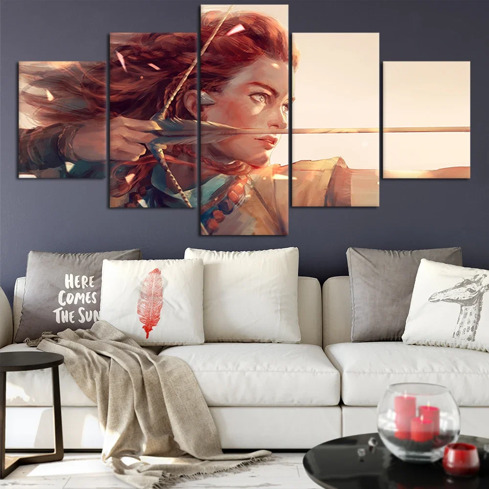 Unframe 5Pcs Game Horizon Zero Dawn Pictures Wall Art Home Decor Posters Canvas HD Prints Paintings for Living Room Decoration