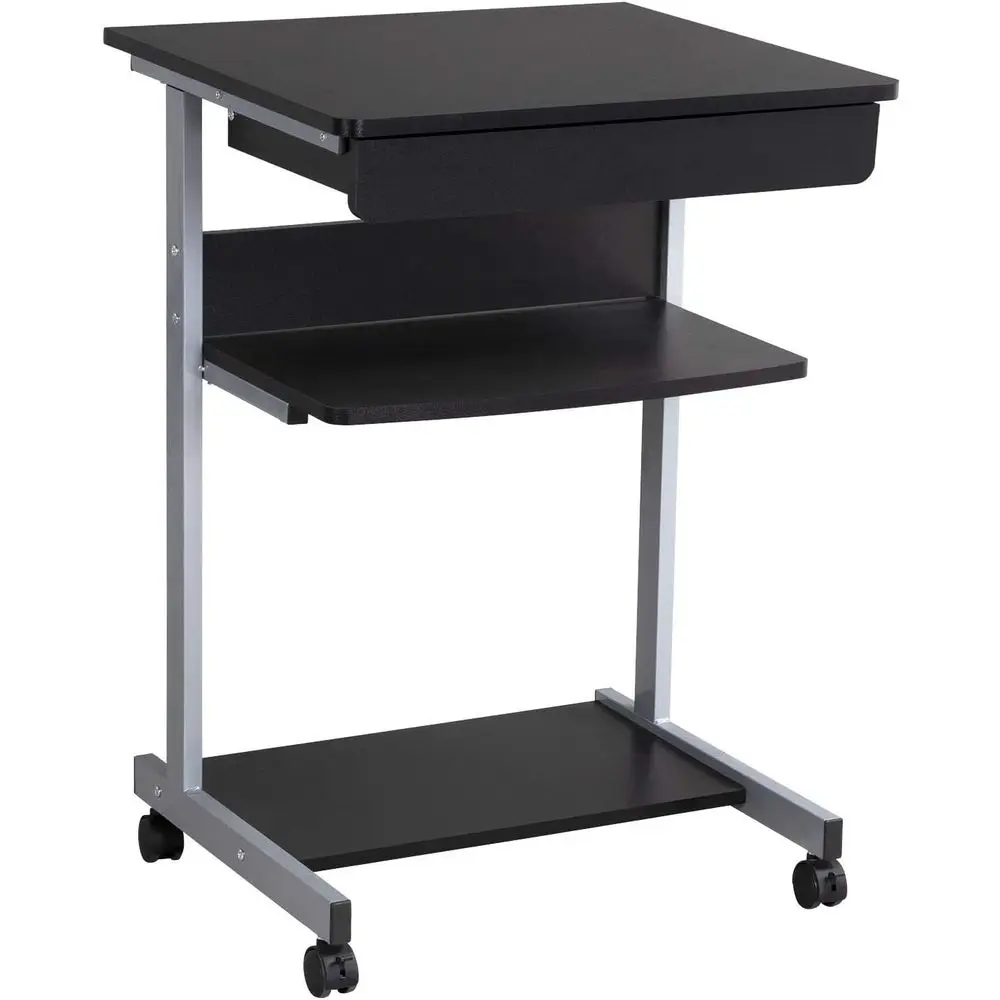 

Mobile Computer Desks with Keyboard Tray, Printer Shel and Monitor Stand Small Space Home Oice urniture, Black