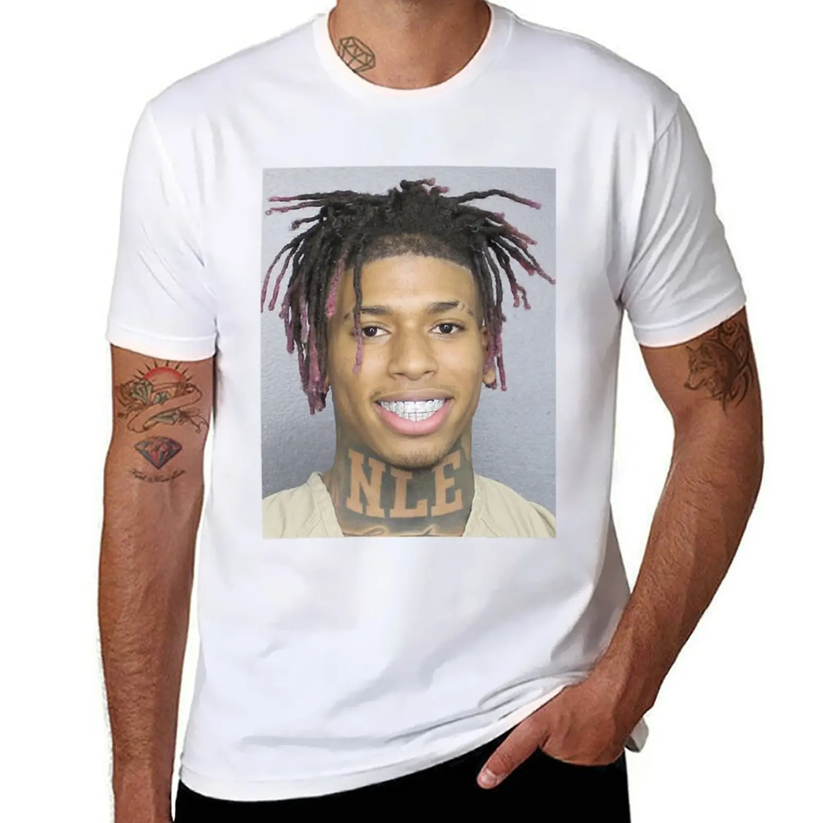 

NLE Choppa Mugshot Classic T-Shirt cotton t shirts man 100% t shirts for man graphic funny T-Shirt