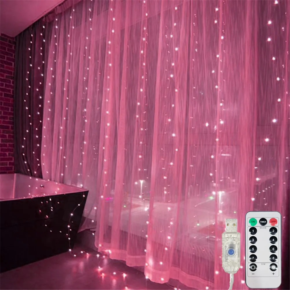 

Гирлянда-штора LED USB для декора дома на День святого Валентина, Ид Мубарак, Рамадан, свадьбу, 3/6 м, 2026