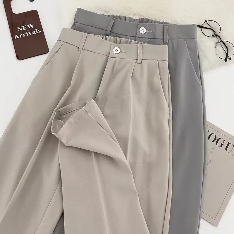 

Japanese Sle Semi-Elastic Waist Men's Pants Hong Kong Sle Thin Straight Casual Suit Pants Long Youth Summer Faion