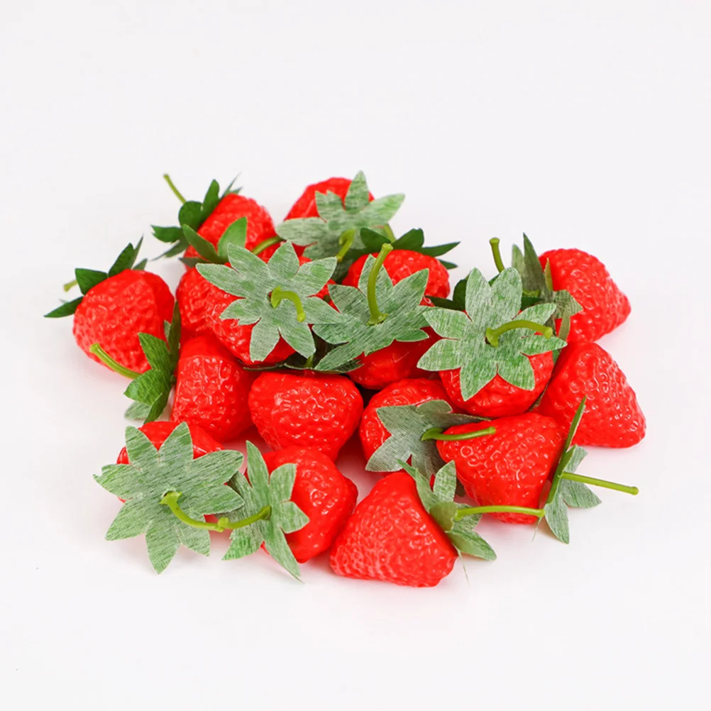 40 Pcs Simulated Strawberry Realistic Strawberries Fake Food Artificial Plastic Models Child Home Decor
