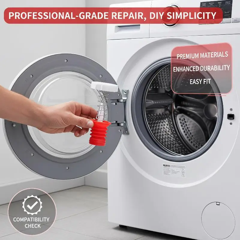 Washing Machine Drain Valve Rubber Packing Set Durable Leakproof Replacement with Spring Pull Rod for Home Laundry Repair