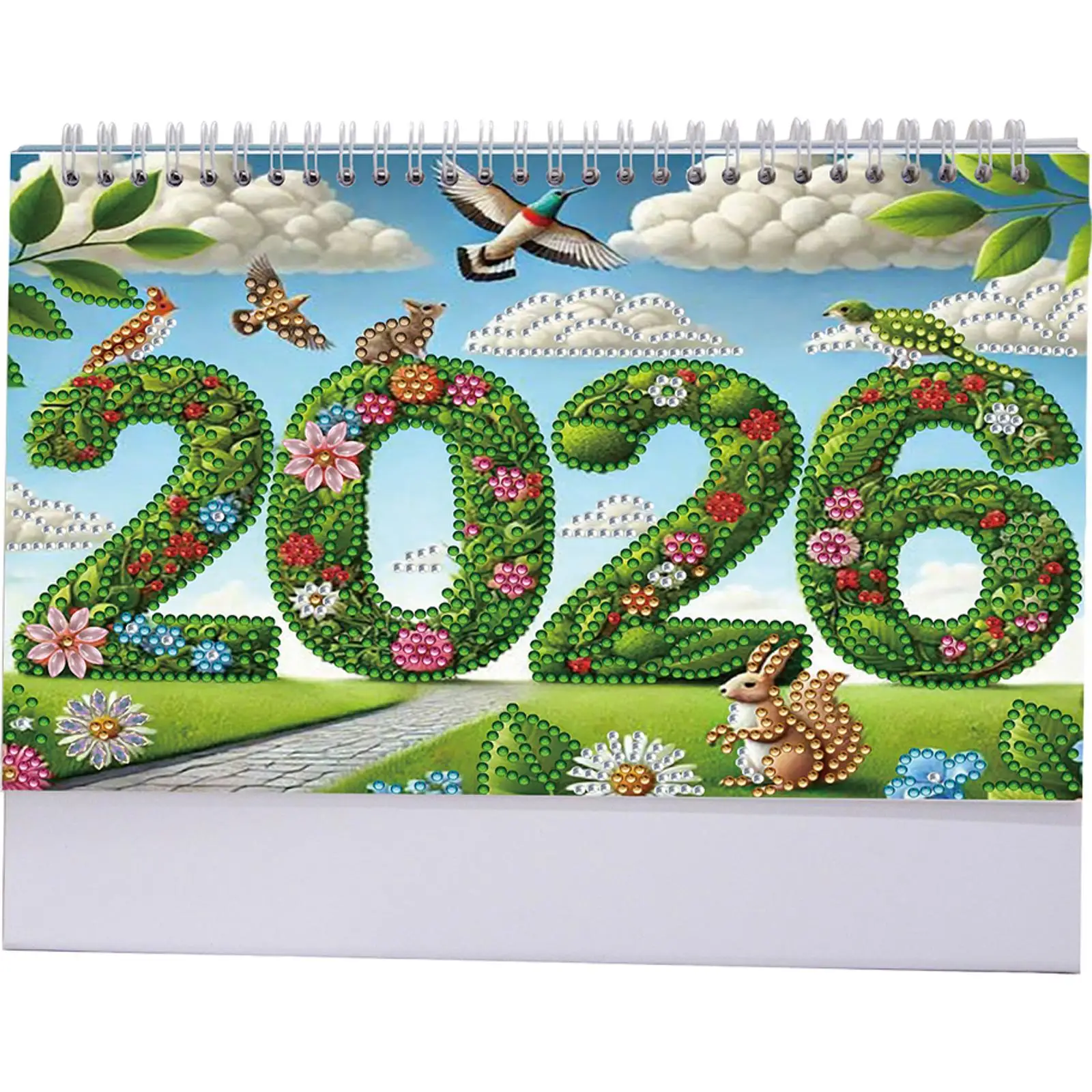 

2026 Calendar DIY Diamond Painting Art Kit with Irregular Shaped Diamonds DIY Diamond Art Desk Calendar for Home Office