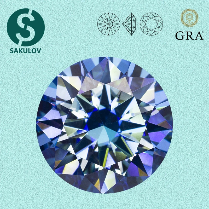 

New Klein Blue Moissanite Stone with Certificate VVS1 0.5-5.0ct GRA Certified Moissanita Lad Diamond Loose Gemstones Pass Tester