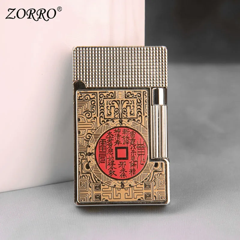 ZORRO Oil Sound Lighter Metal All-in-one Machine Large Pattern Grinding Wheel Igniter Open Flame Fashion Gift