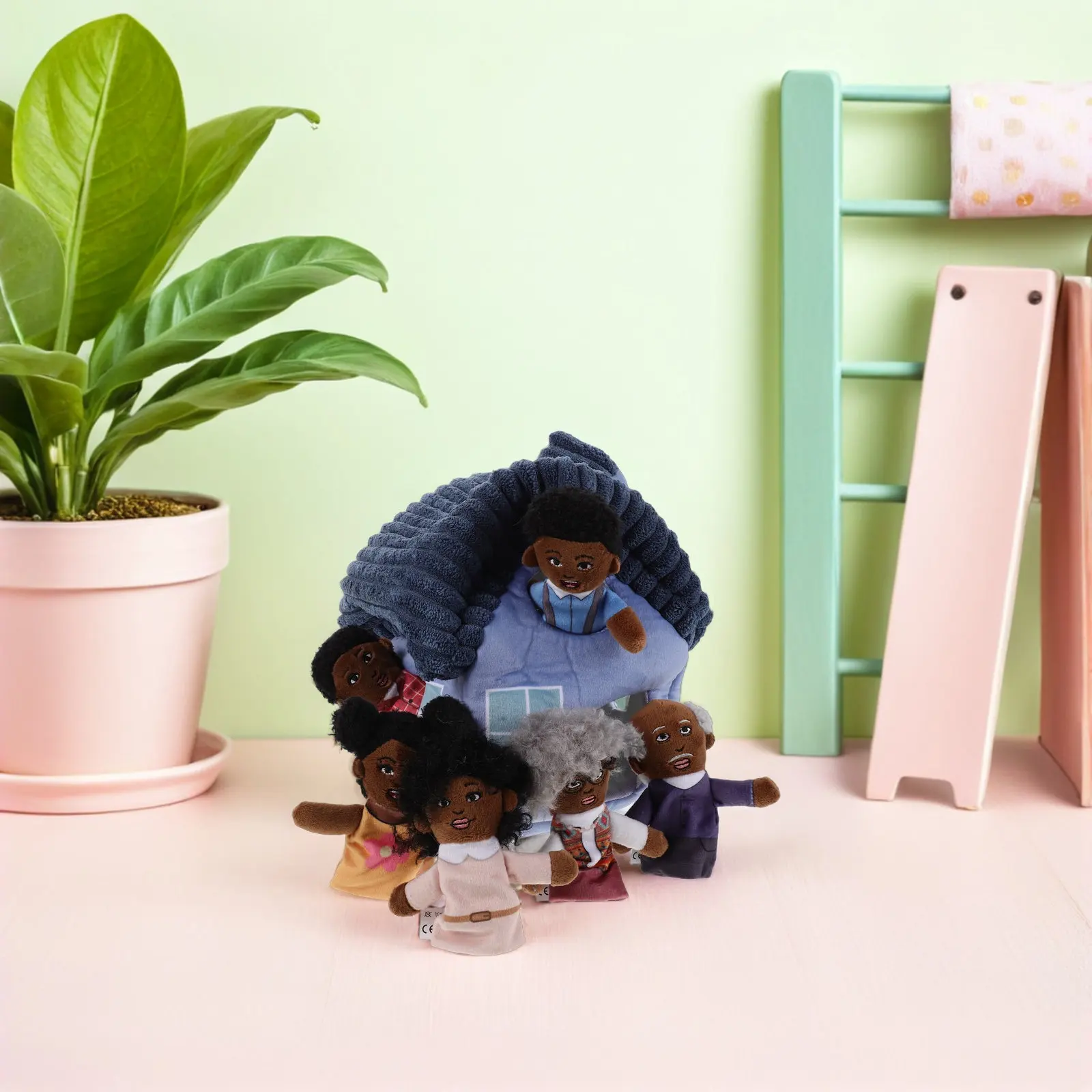 1Set Cartoon Hand Puppets African Family Preschool People Puppets Role Play Educational Storytelling Finger Puppet Theater