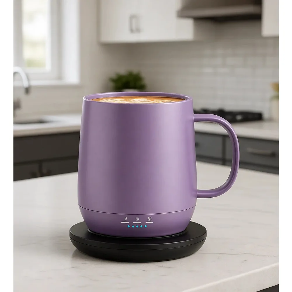 

Самонагревающаяся кофейная кружка 16 унций, 150 минут работы от батареи, поддерживает температуру напитка 149°F, без приложения, подарок для родителей