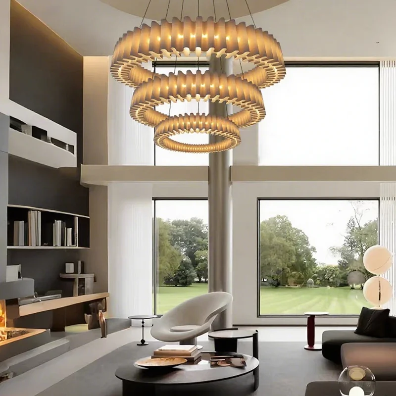 

Italian Simple Retro Design Chandeliers,creative Pleated Round Fabric Pendant Light,led High-end Indoor Decorative