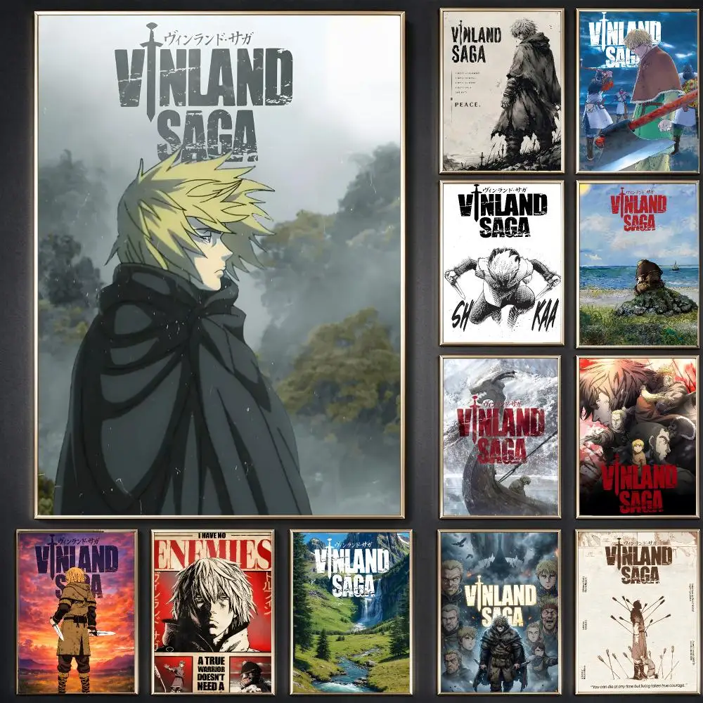 Vinland Saga anime wall art Poster Waterproof Sticky WallArt Print For Bedroom Living Room Hallway Bar Home Decor