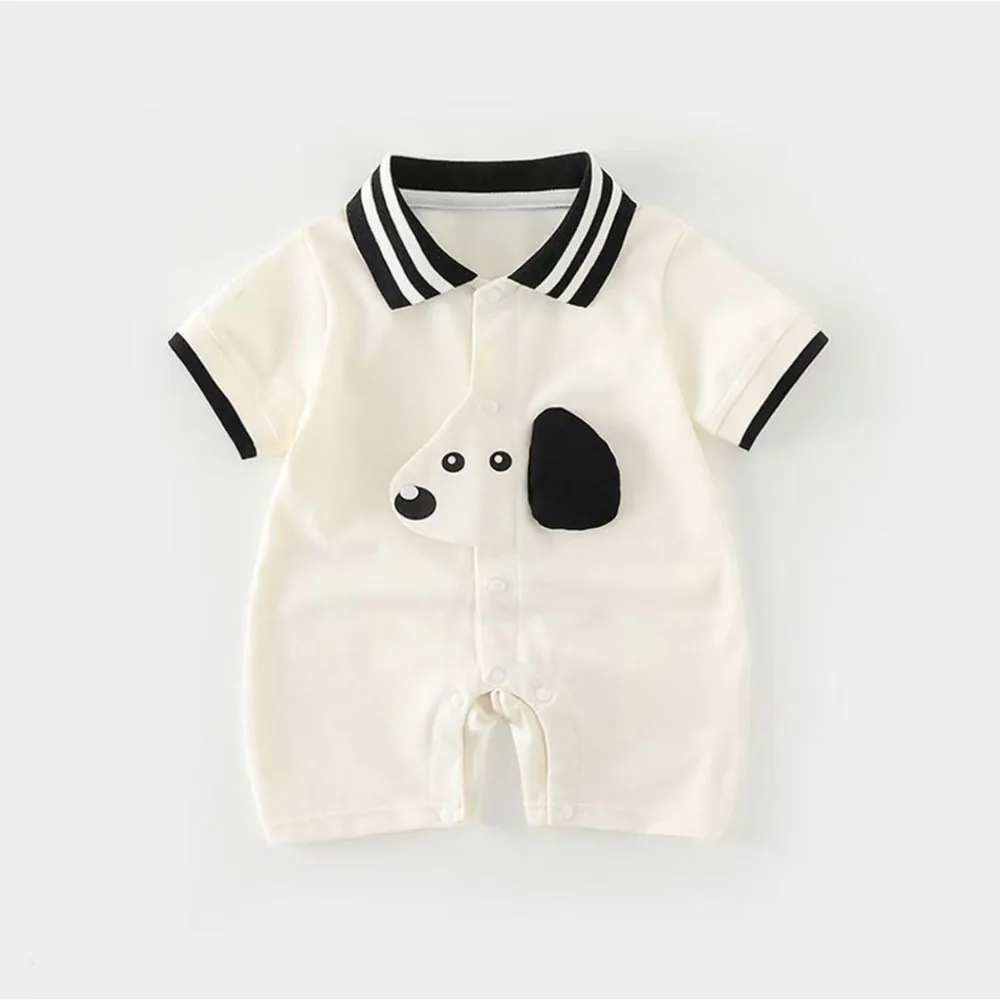 Summer Baby Boy Romper Short Sleeve Cartoon Pattern Cotton Jumpsuit for 6 to 12Months