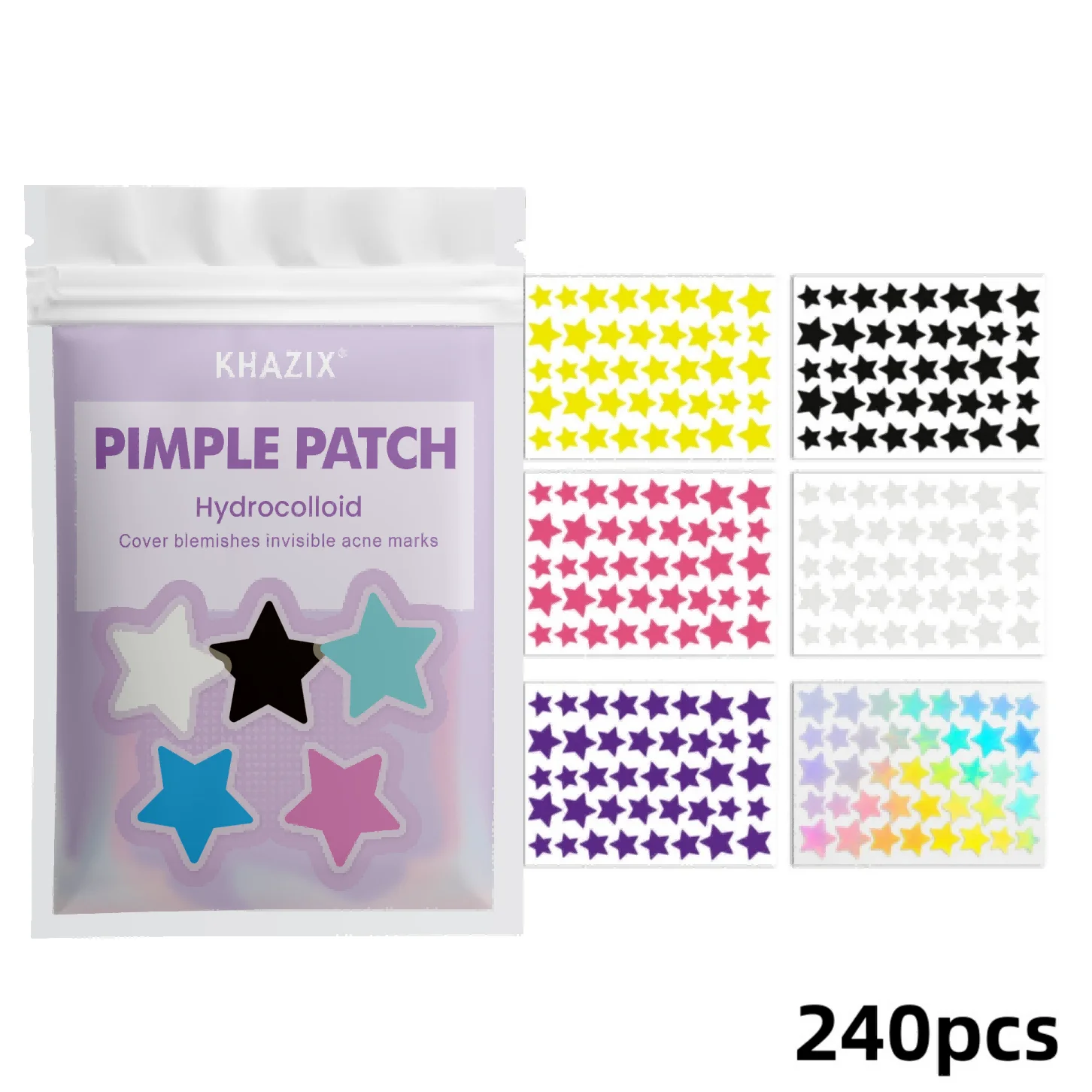 240PCS Star Pimple Patches For Face Hydrocolloid, Absorbing Cover, Tea Tree, Hydrocolloid Acne Patch, Cute Star Pimple Patch