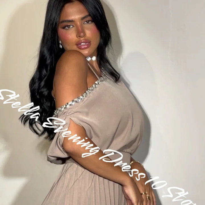 Customized  Modern Chiffon Evening Dresses Exquisite Crystal O-Neck Party Dress Fashion Off the Shoulder Bespoke Occasi