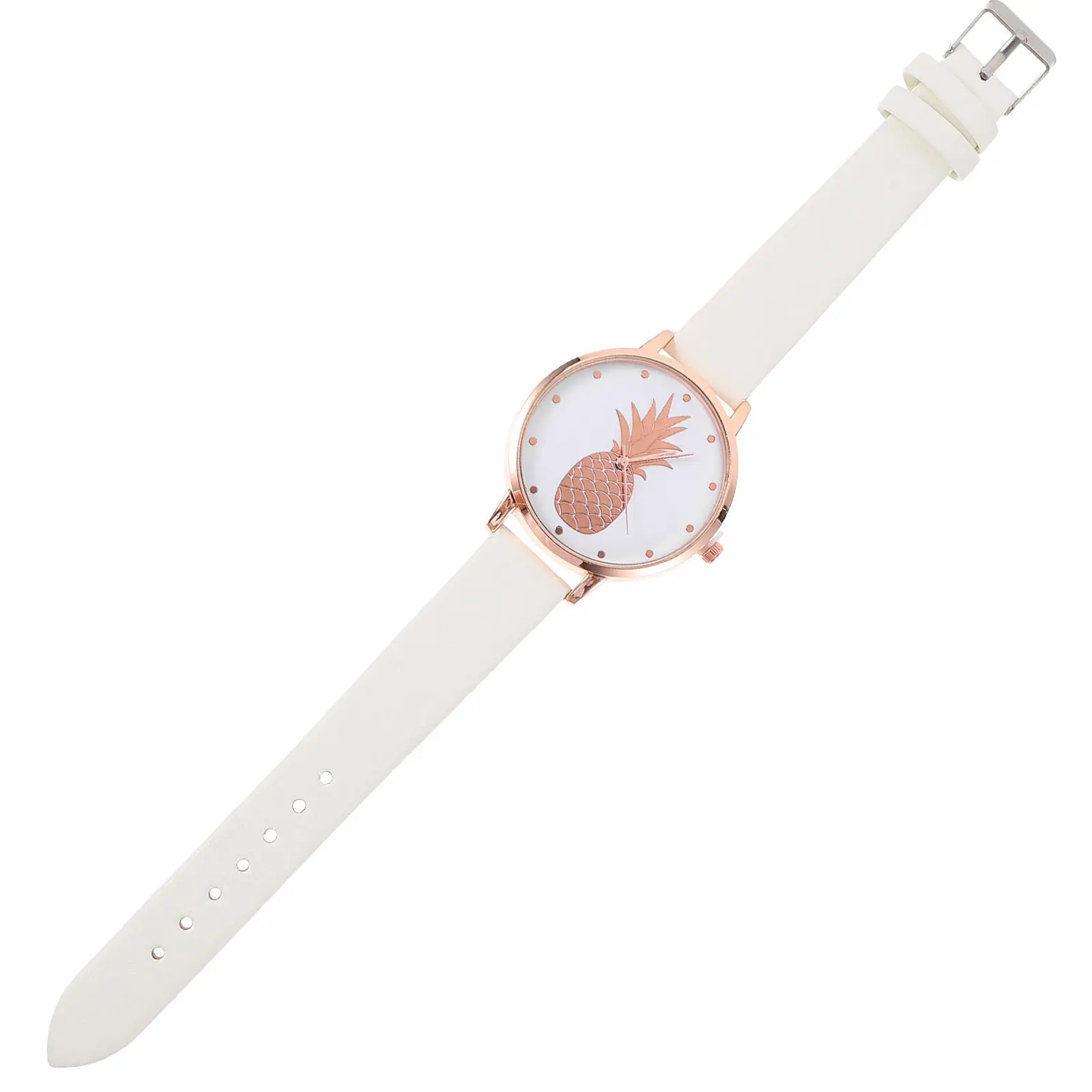 Pineapple Pattern Women Quartz Watch Simple Elegant Style Comfortable Casual Wrist Watch for Wife Girlfriend Daughter Lady