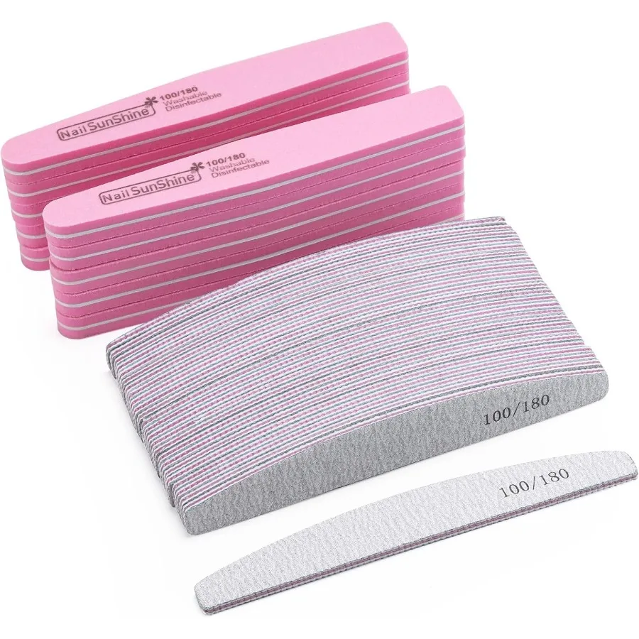 35 Count 100 180 Grit Nail Files and Buffers Set with Double Sided Emery Boards and Washable Buffing Blocks for Natural Nails a