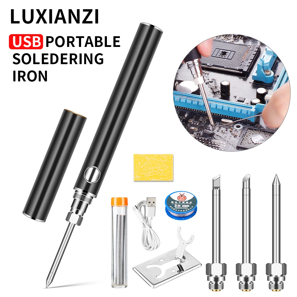 

LUXIANZI USB Cordless Electric Soldering Iron 5V Tin Solder Iron Welding Repair Tool Portable Wireless Rework Station Heat Pen