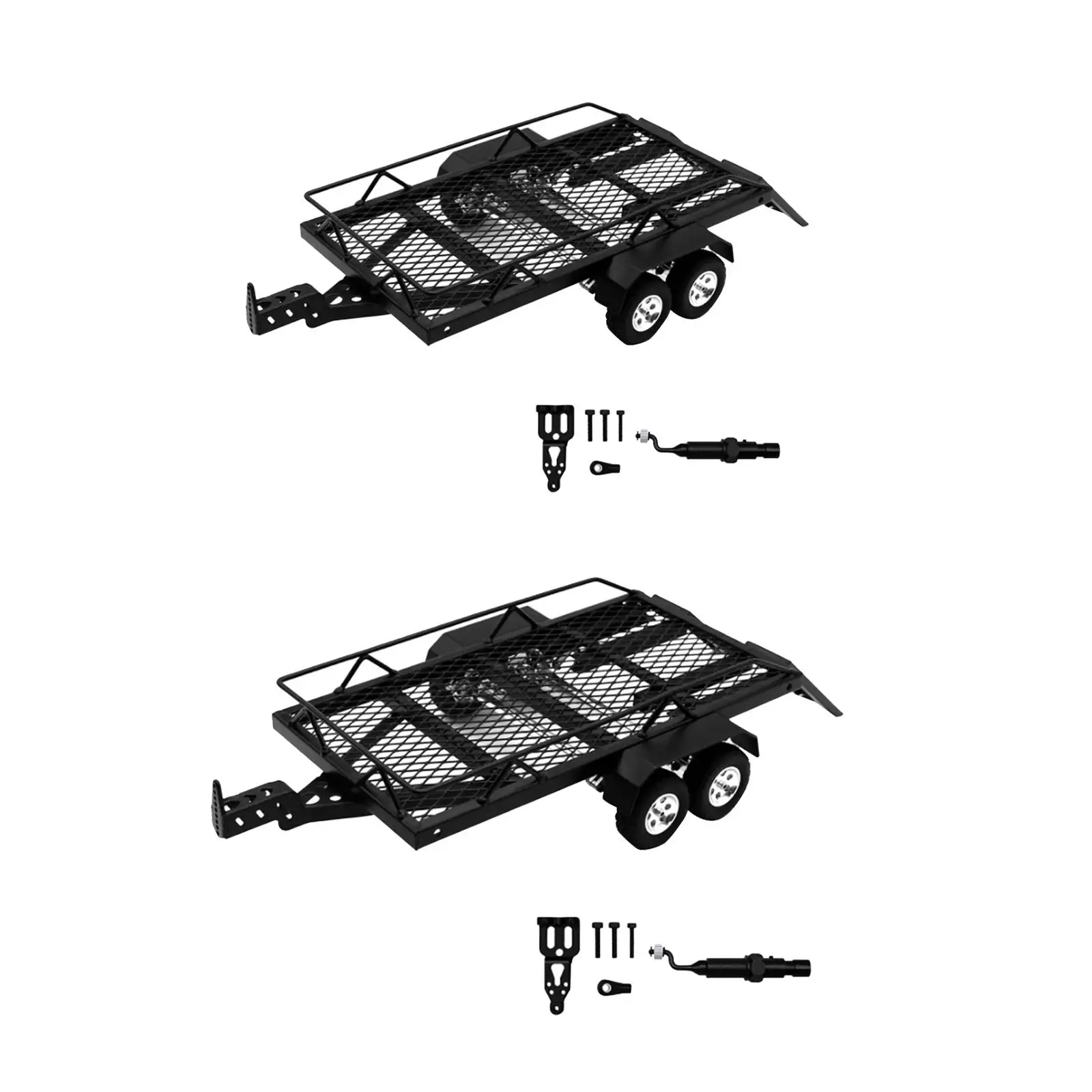 RC Trailer with Hook Hitch High Performance Upgrade Easy Installation, Flatbed Rescue Trailer for SCX24 Fcx18 Fcx24