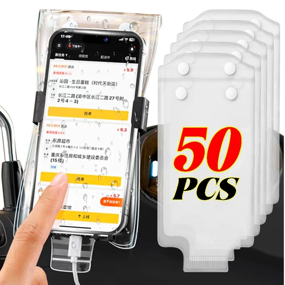 

50-1Pcs Universal Transparent Phone Cases Waterproof Mobile Phone Cover Pouch Bags for Cycling Biking Outdoor Cellphone Covers