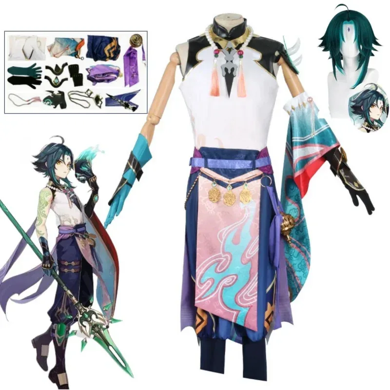 

Anime Genshin Impact Xiao Cosplay Costume Game Character Set Carnival Halloween Party Uniform Anime Show Clothing