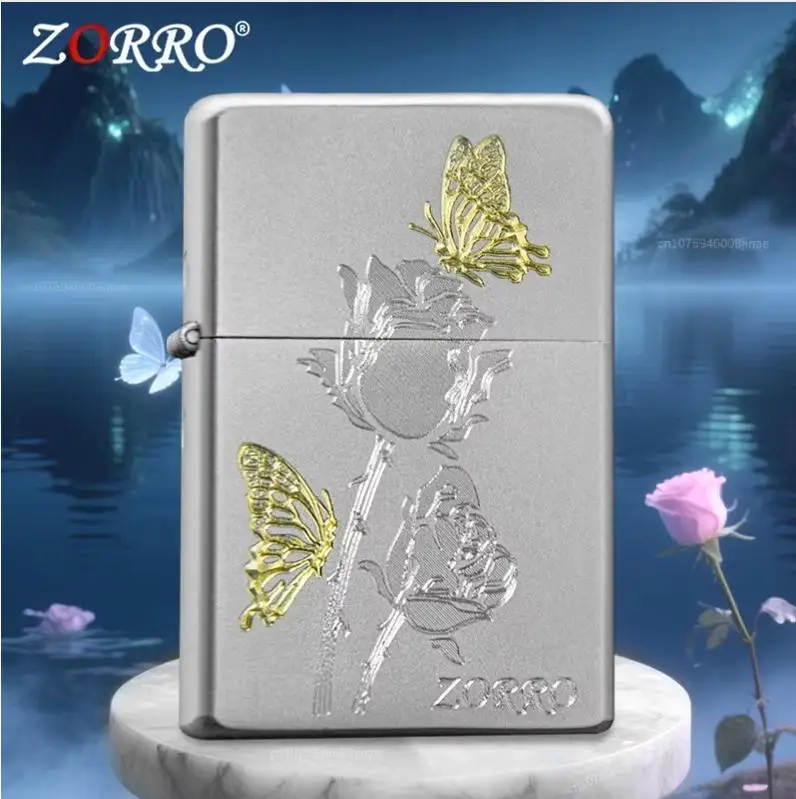 

ZORRO New Sand Chrome Hand Carved Kerosens Lighter, Various Finely Carved Silver Lighters, Vintage Grinding Wheel Lighter Gifts