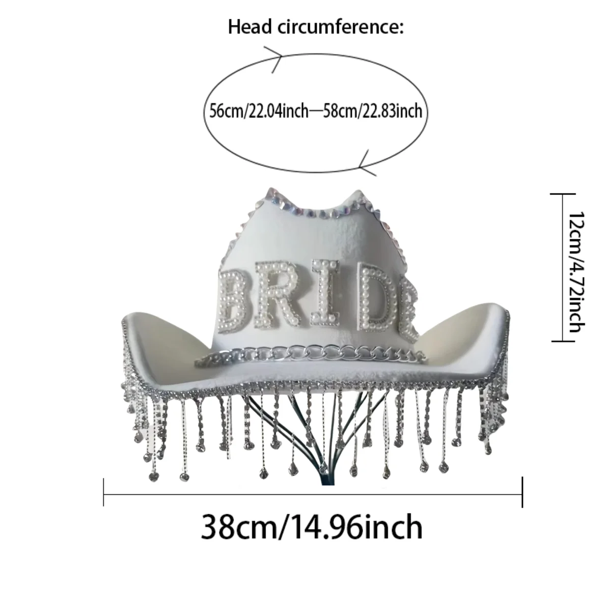 HongLuan BRIDE White Cowboy Straw Hat for Women, Luxury Wedding Hats, Cowboy Accessories & Cowgirl Hats for Ladies Adults Woman