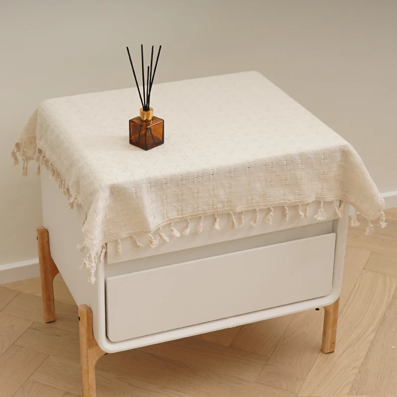 Bedside Tablecloth Bedside Table Dustcover Tablecover Tabletops Plaid Fabric Table Cover Table Covering for Furniture Home Décor