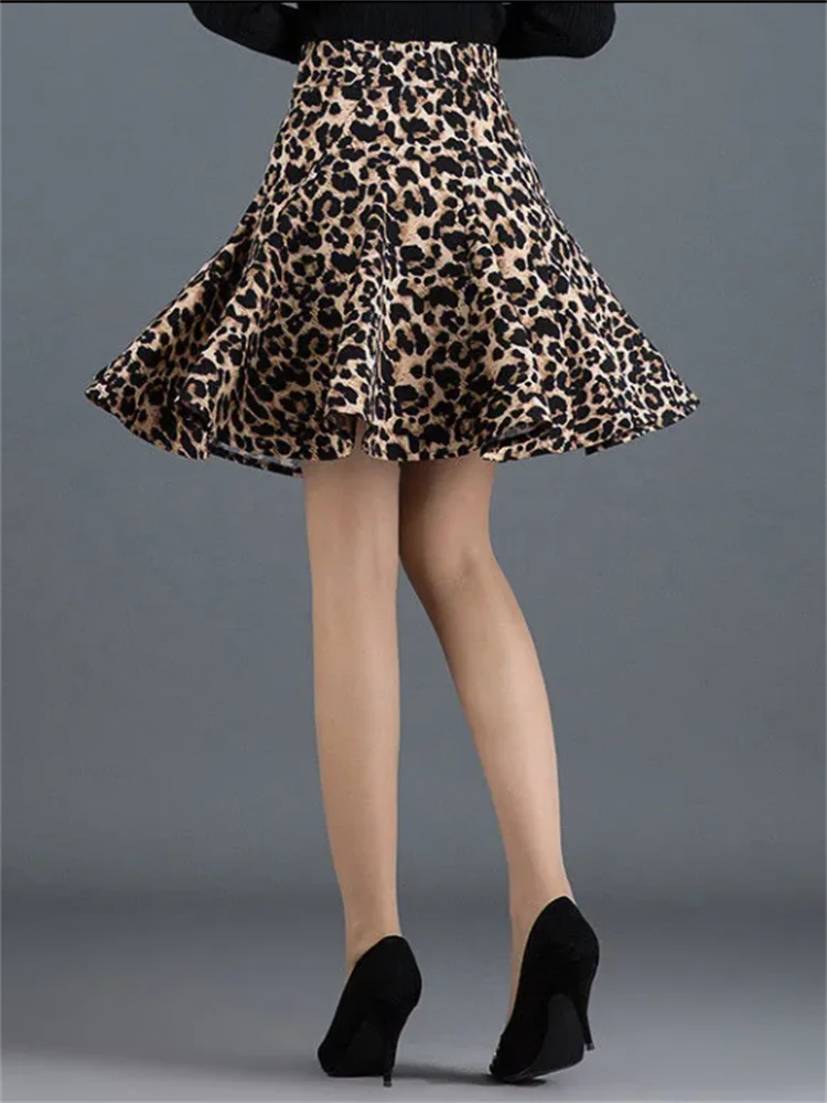 Leopard Print Skirt Women Half Length Skirt For Women High Waist Short Skirt A-line Pleated Skirt Summer Woman Clothes Skirt