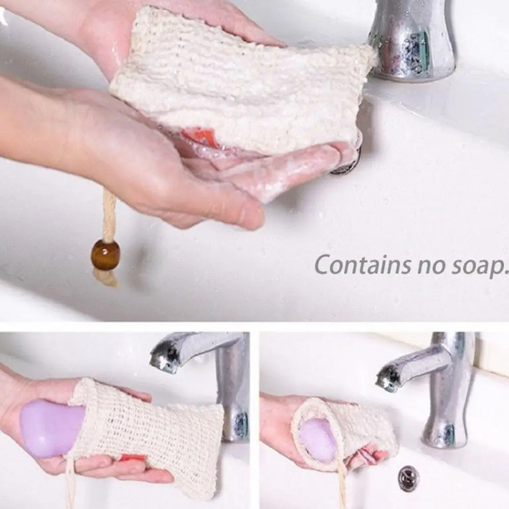 Portable Fashion Natural ramie Skin-friendly Foam Mesh Bag Soap Saver Bag Bath Soap Bag Shower Sponge Bag