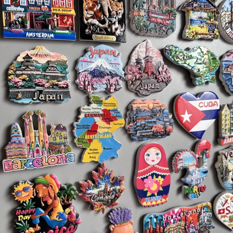 Tourist Sourvenir Japan Cuba South Africa Germany Canada Cyprus USA Amsterdam HK BALI Venice Porto Jamaica Spain Magnet Fridge