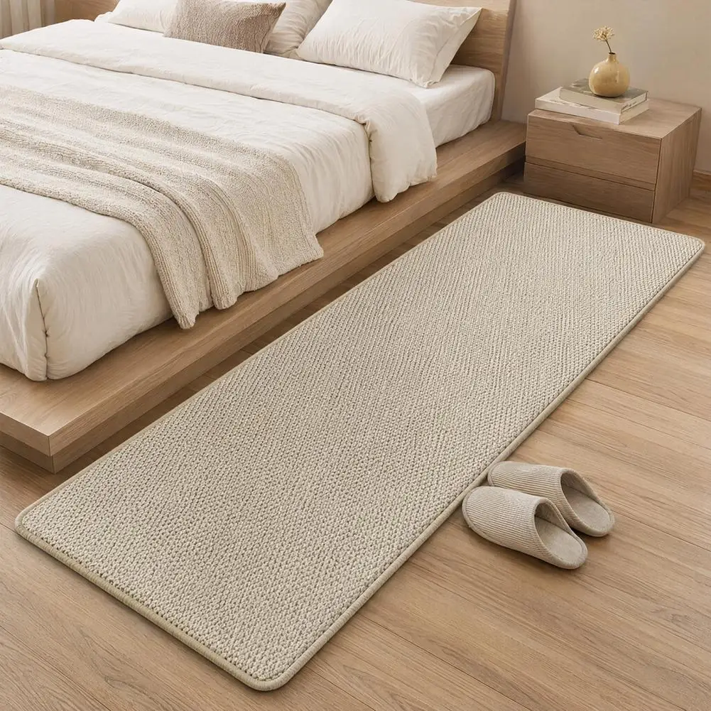 Textured Backing Floor Mat Bay Window Mat Floor Rug Washable Anti-slip Bedroom Mat Solid Color Room Window Sill for Home Decor