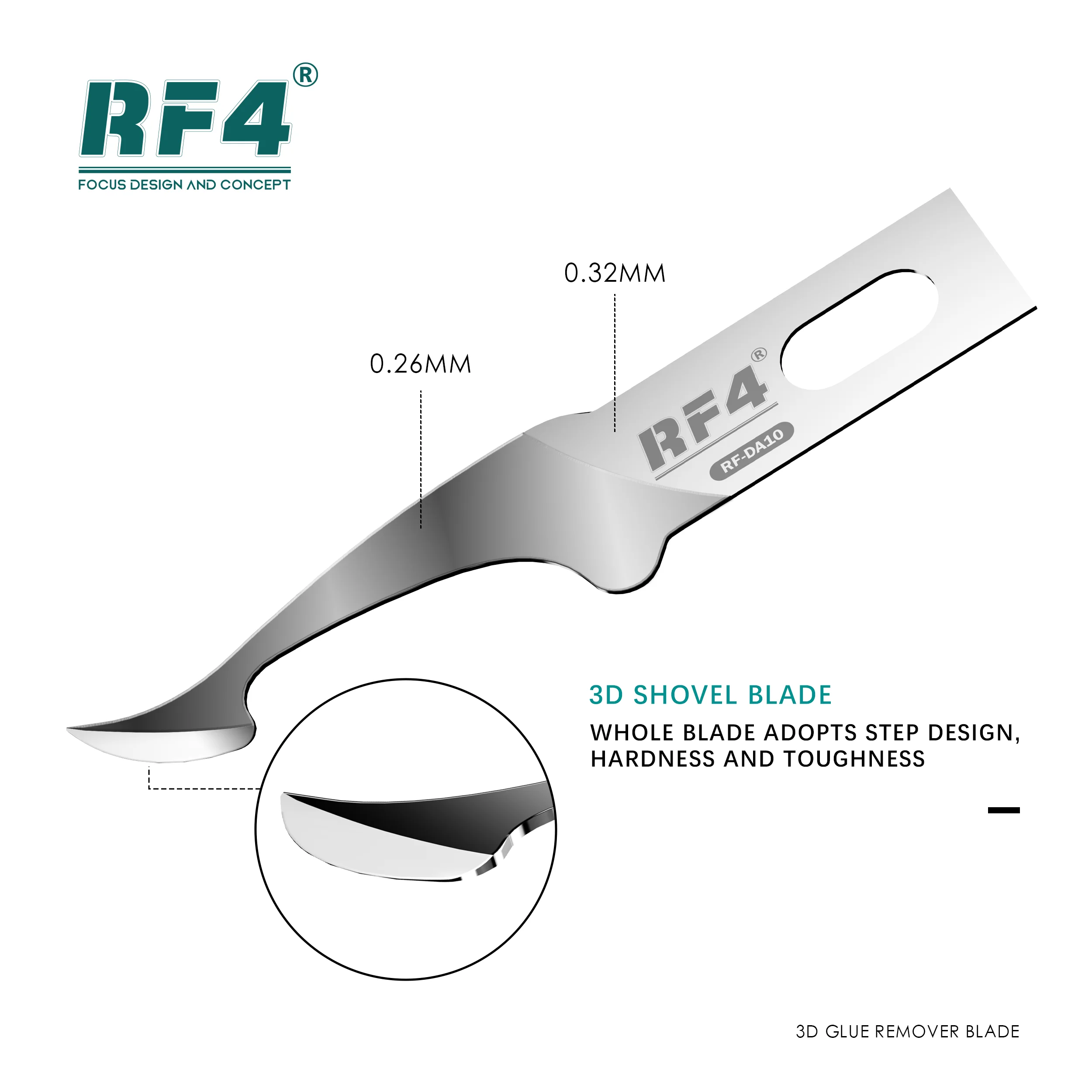 RF4 RF-KB11 3D Blade and Glue Removal Brush Tin Scraping Chip CPU IC Hard Disk Layered Knife Edge Scraping Adhesive Mobile Phone