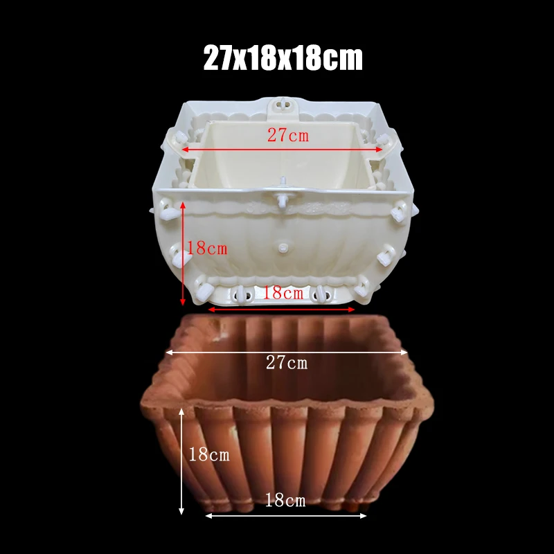 

Rectangular Plastic Flowerpot Mold Bonsai 27 * 18 * 18Cm New Concrete Homemade Grouting Thickened Garden Potted Rectangular Mold