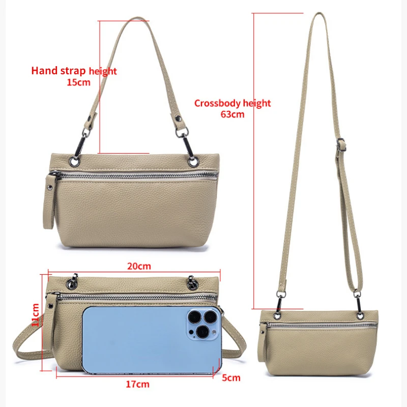 Leather Women's Mobile Phone Bag Mini Underarm Bag Cowhide Purse and Handbags Luxury Crossbody Bag for Women