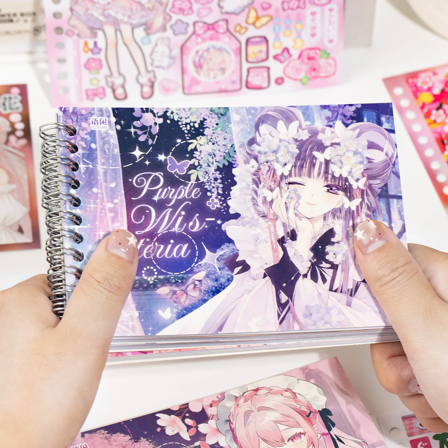 20sheets Kawaii Manga Girl Die Cutting Coil Stickers Book DI