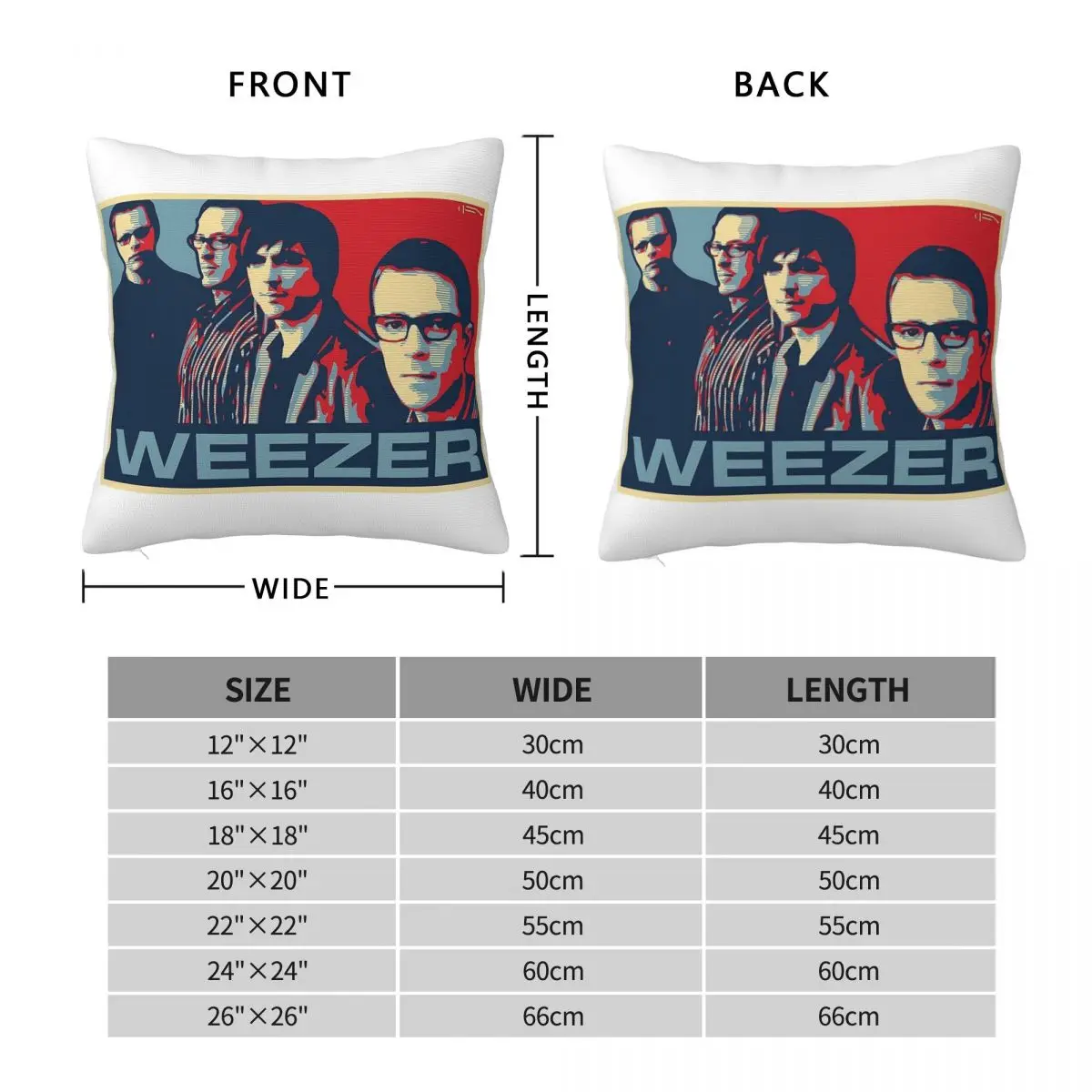 Weezer Band Hope Poster Square Pillowcase Polyester Linen Velvet Printed Zip Decorative Throw Pillow Case Room Cushion Case