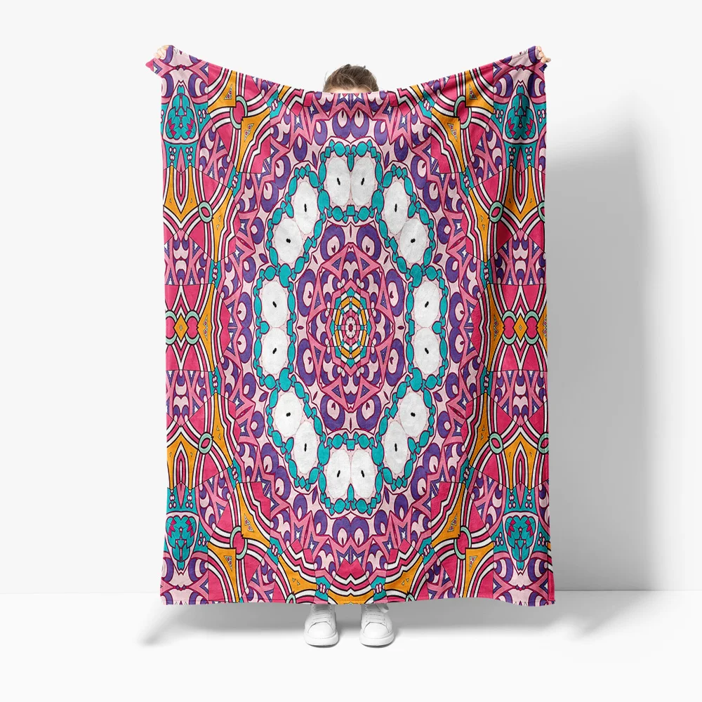

Colorful Paisley Mandala Print Blanket - Bohemian Throw Rug - Decorative Bed Blanket - Festival Gift Idea