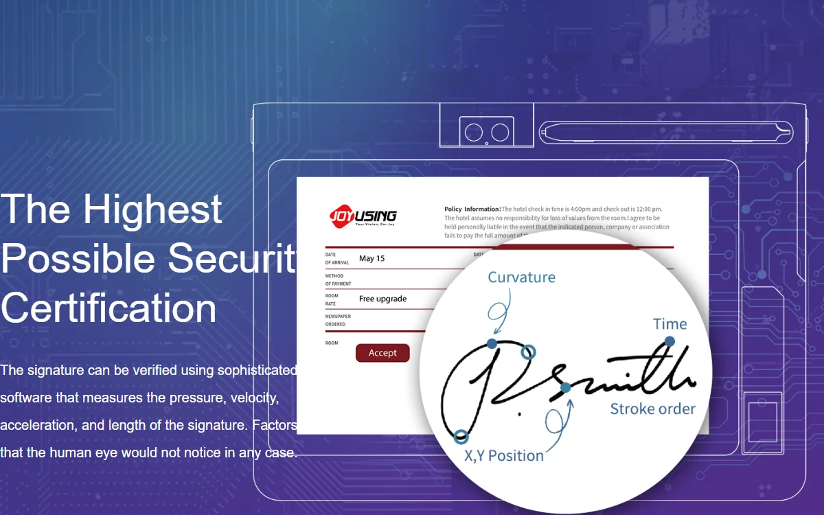 Joyusing Mt510B Electronic 10.1 Inch Lcd Signature Pad Handwriting With Optional Fingerprint Scanner