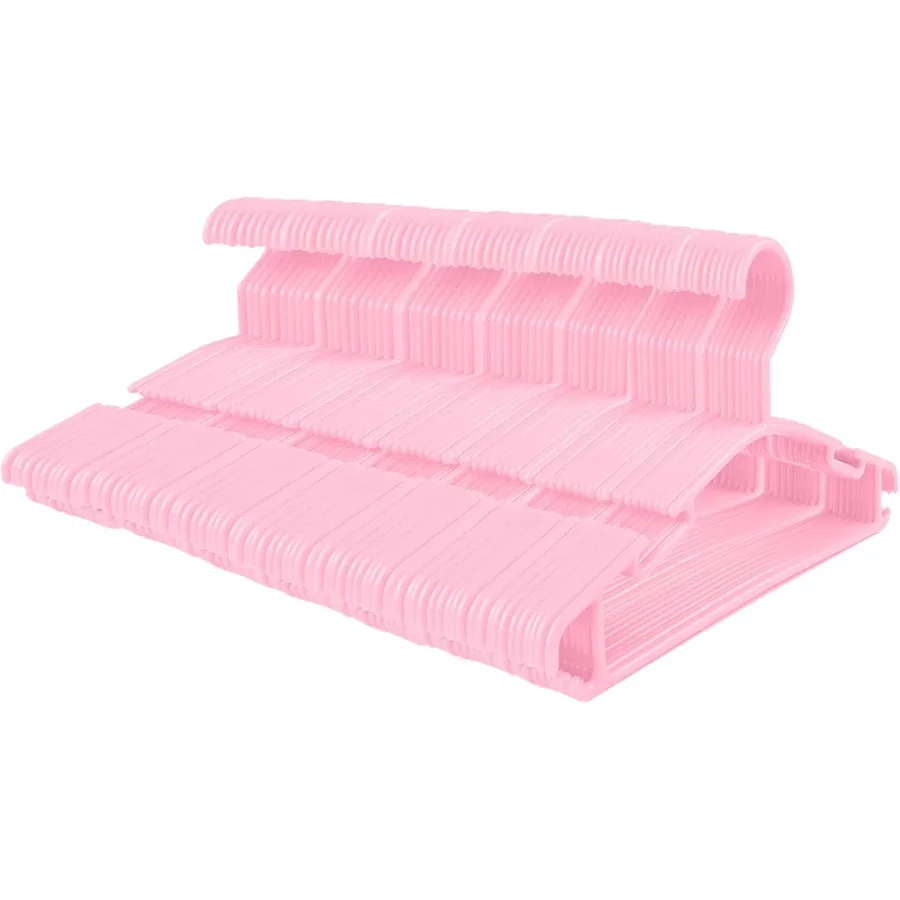 شماعات أطفال بلاستيكية وردية لتخزين ملابس الحضانة 100 عبوة شماعات عملية ومتينة مثالية لتنظيم الملابس i