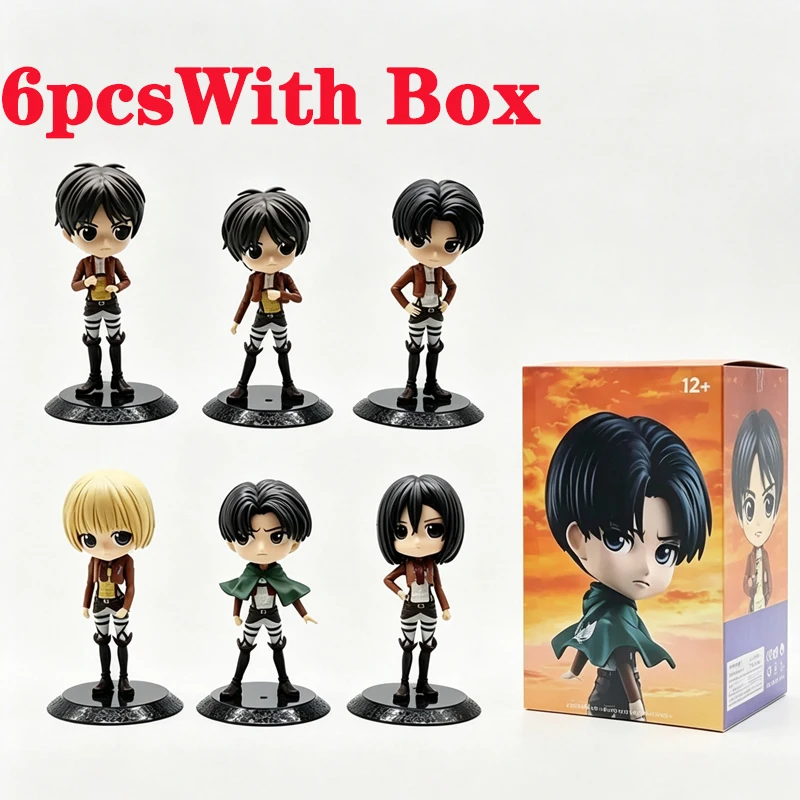 6 Stück Anime Attack on Titan Figuren: Eren, Levi, Hange Zoe, Erwin Smith, Mikasa Ackerman PVC-Actionfiguren Modell Spielzeug