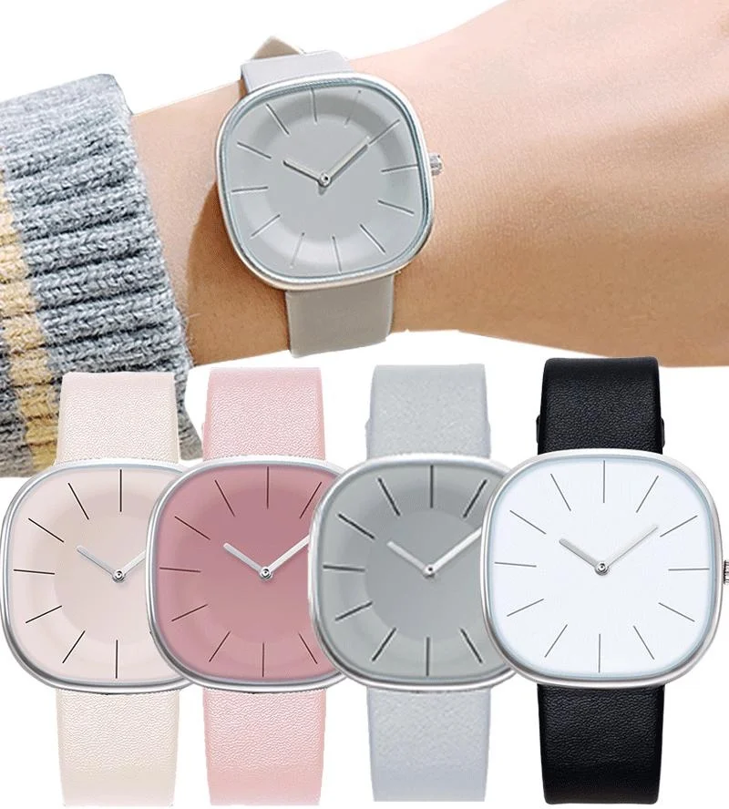 Simple Square Quartz Watch Men Women Luxury Imitation Leather Casual Ladies Couple Wristwatch часы женские  relojes para mujer