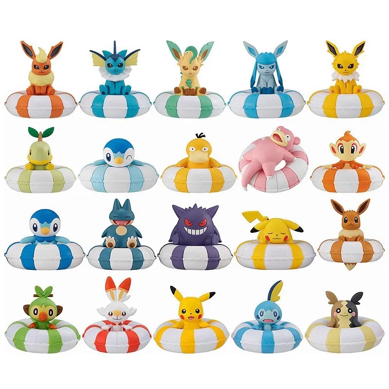 بانداي الأصلي بوكيمون أنيمي الشكل العائمة طوافة بلاستيكية للسباحة Eevee fam ألعاب شخصيات الحركة للبنين بنات أطفال هدية
