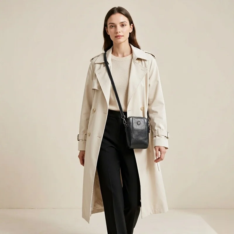 Women Oil Wax Cowhide Crossbody Phone Bag Small Square Shoulder Purse Wallet Designer Brand Ladies Mini Messenger Gift 2026