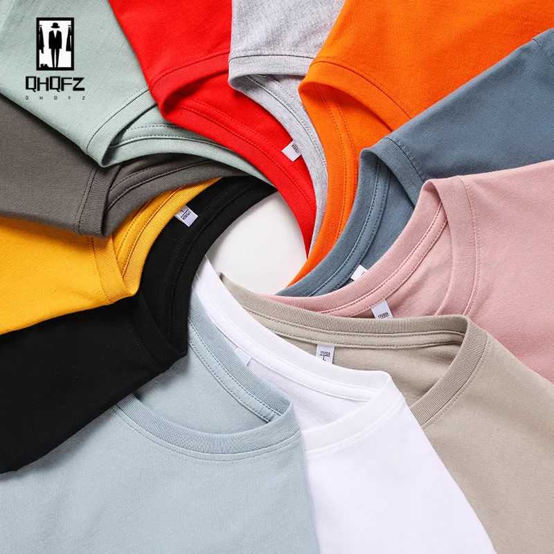 12 Color Oversized Heavyweight T Shirt for Men Summer Short Sleeve Tee 100% Cotton Plain Top Casual Men\'s Clothing