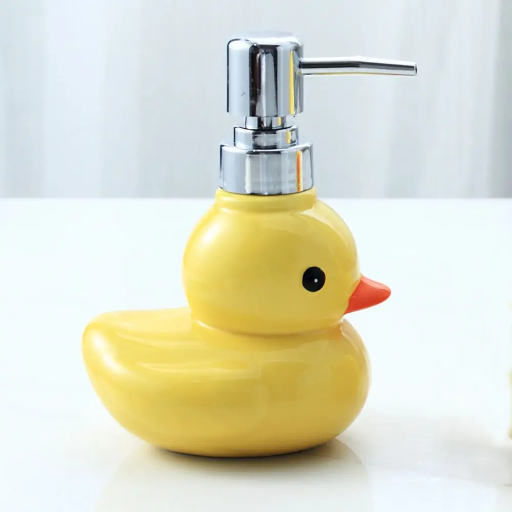 Cute Yellow Duck Ceramic Soap Dispenser Cartoon Hand Sanitizer Bottle Shower Gel Shampoo Soap Dispenser