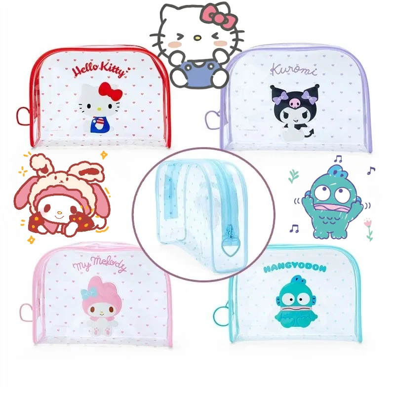 

Sanrio Hello Kitty Transparent Jelly Bag Pvc Cosmetic Organizer Bag Student Kuromi Anime Pencil Bag Girl Sweet Jelly Bags Gifts