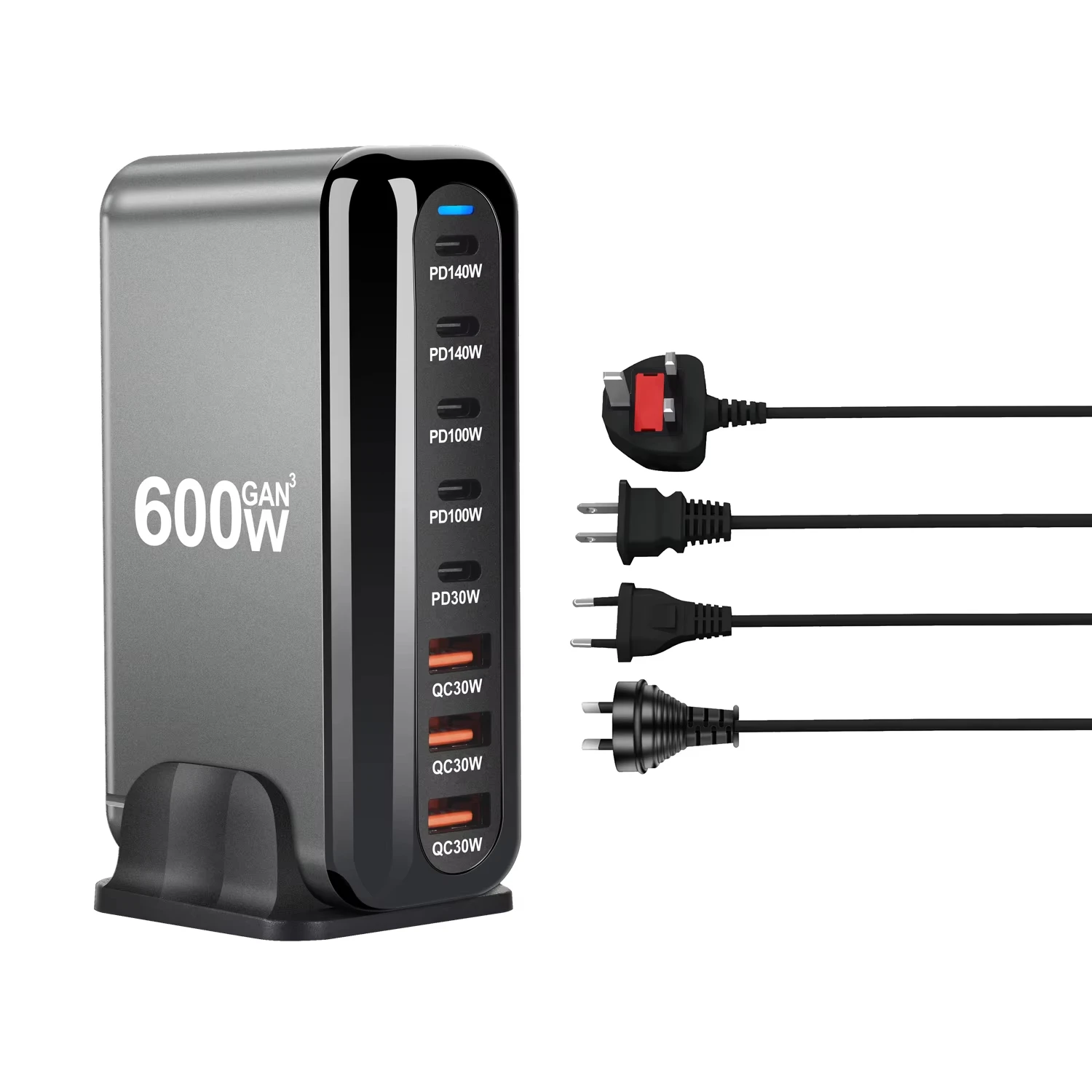 Xiaomi 600W GaN Fast Charge 3.0 USB Type C Fast Charger with 8 Ports 5C3A PD Charger for Phones and Tablets Portable Design