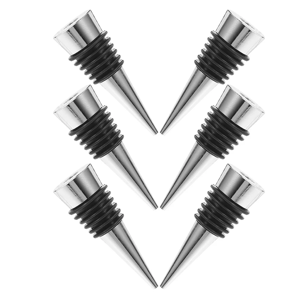 6 قطعة سدادة النبيذ فراغ مثبت زجاجي قابلة لإعادة الاستخدام الفلين زجاجة نبيذ السدادة مدبب تخزين غطاء مثالية لشريط المشروبات الزفاف