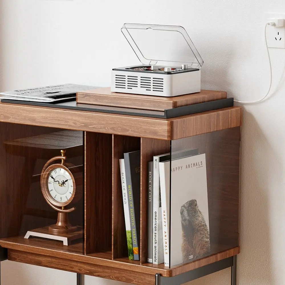 Nostalgic Built-in Speakers Wood CD Player Bluetooth Transmitter Wired Music Player Bass Boost Walnut Brown M Radio