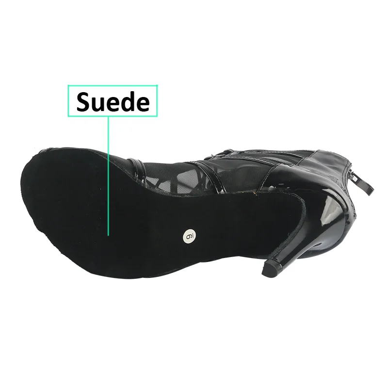 Wedopus Personalizowane 11CM Czarne Damskie Botki na Obcasie z Odkrytymi Palcami Sznurowane Buty do Tańca Jazzowego Botki do Tańca Latynoamerykańskiego