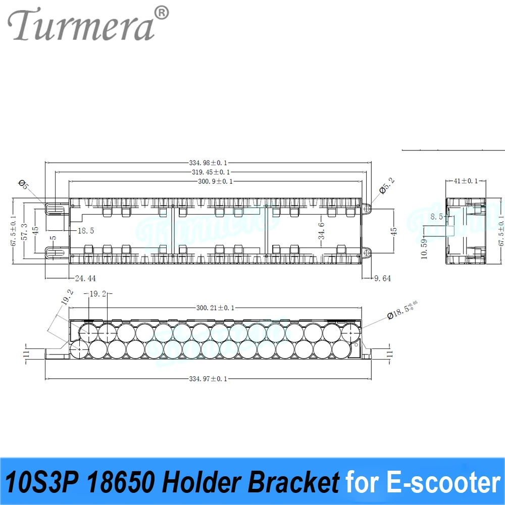 Turmera 36V 42V 10S3P 18650 Battery Holder with Welding Nickel 10S 15A BMS Board for Electric Bike E-Scooter Battery Repacle Use